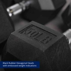 5 LB - 50 LB Pairs Rubber Hex Dumbbells -Titan Fitness Sales Shop 421197 06