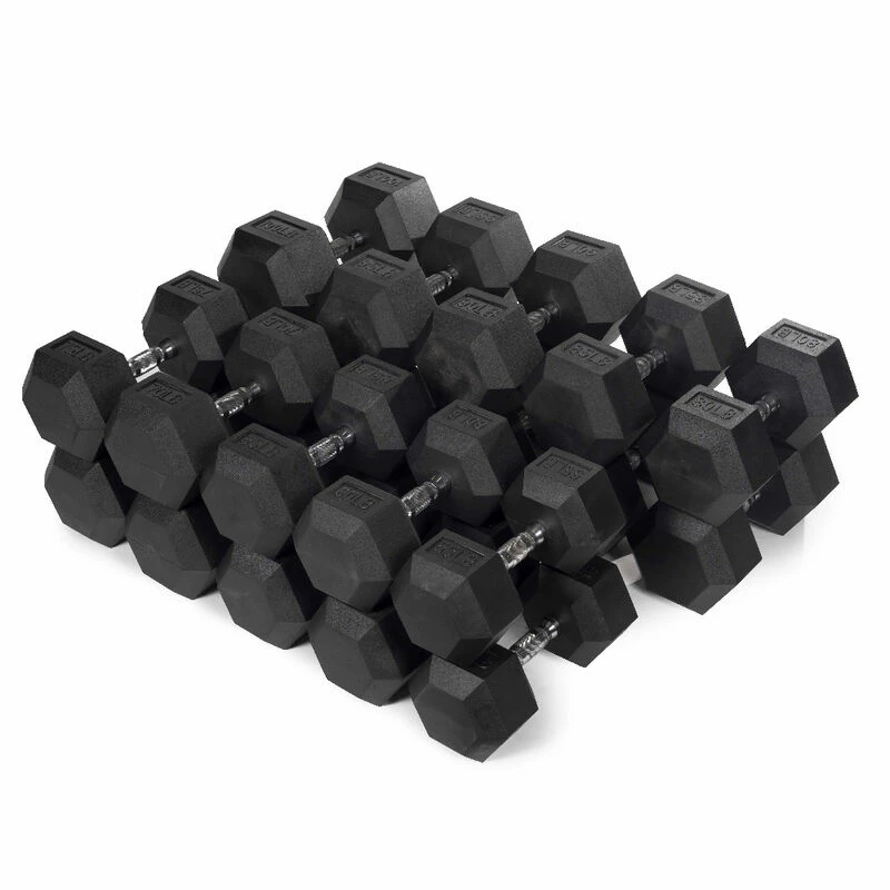 55 LB - 100 LB Pairs Rubber Hex Dumbbells 1 55 LB - 100 LB Pairs Rubber Hex Dumbbells