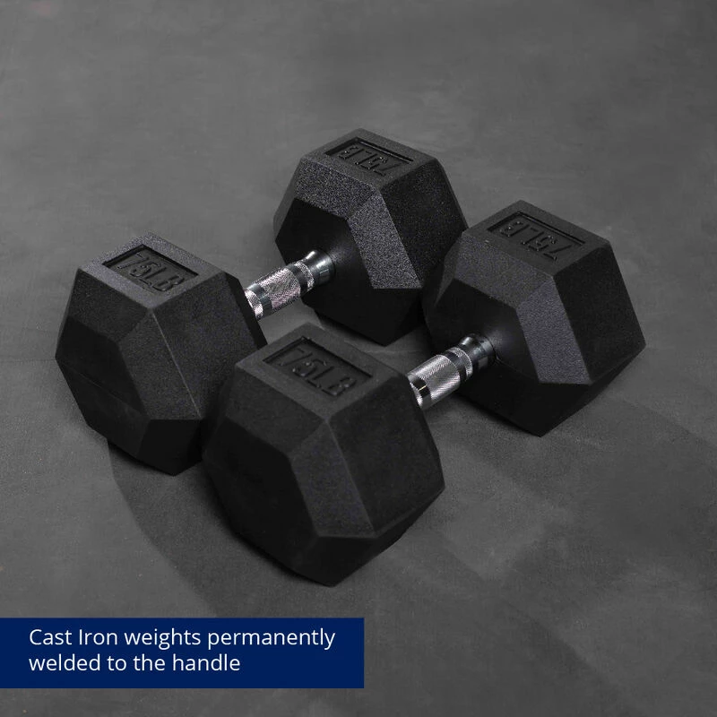 55 LB - 100 LB Pairs Rubber Hex Dumbbells 7 55 LB - 100 LB Pairs Rubber Hex Dumbbells - Image 7