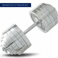 200 LB Set Adjustable Chrome Dumbbells -Titan Fitness Sales Shop 423113 04