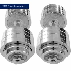 200 LB Set Adjustable Chrome Dumbbells -Titan Fitness Sales Shop 423113 05