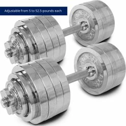 52.5 LB Set Adjustable Chrome Dumbbells -Titan Fitness Sales Shop 423151 04