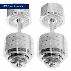 52.5 LB Set Adjustable Chrome Dumbbells -Titan Fitness Sales Shop 423151 05