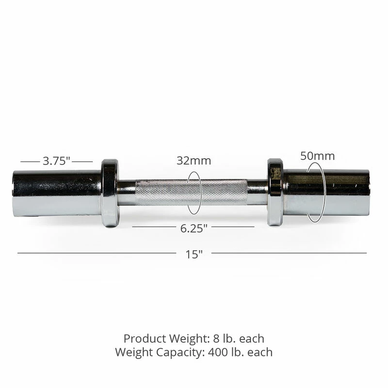 Loadable 15-in Olympic Dumbbell Handle β Pair 2 Loadable 15-in Olympic Dumbbell Handle β Pair - Image 2
